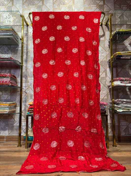 TRADITIONAL RAJASTHANI BANDHEJ RED SAREE
