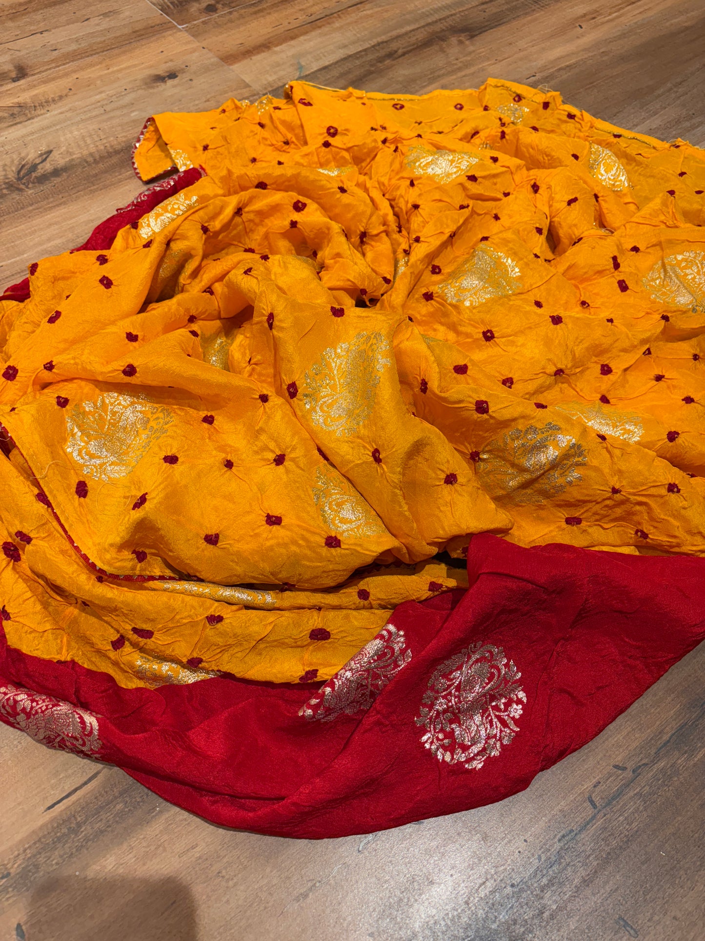 TRADITIONAL RAJASTHANI BANDHEJ SUNSHINE YELLOW SAREE
