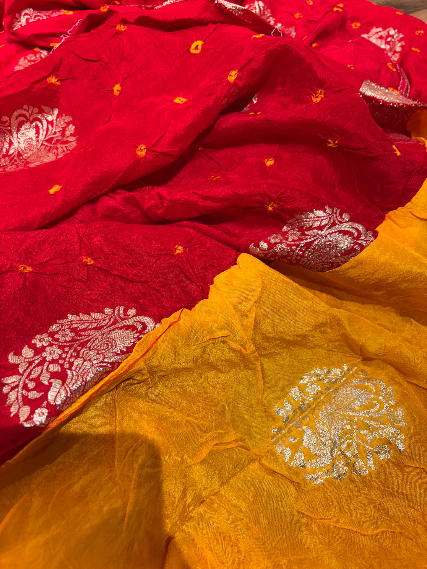 TRADITIONAL RAJASTHANI BANDHEJ RED SAREE