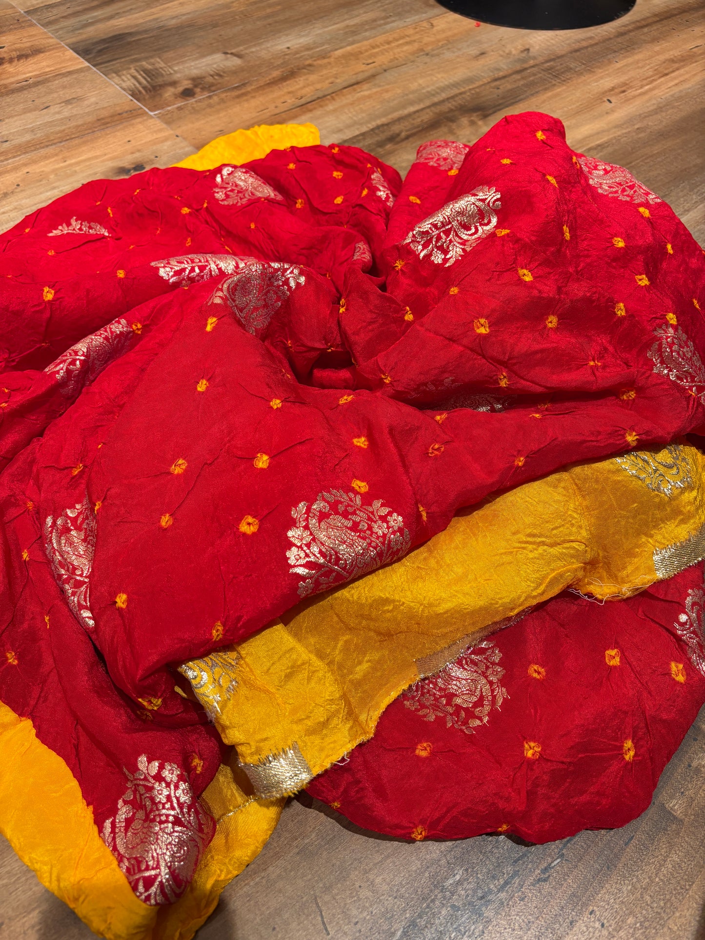 TRADITIONAL RAJASTHANI BANDHEJ RED SAREE