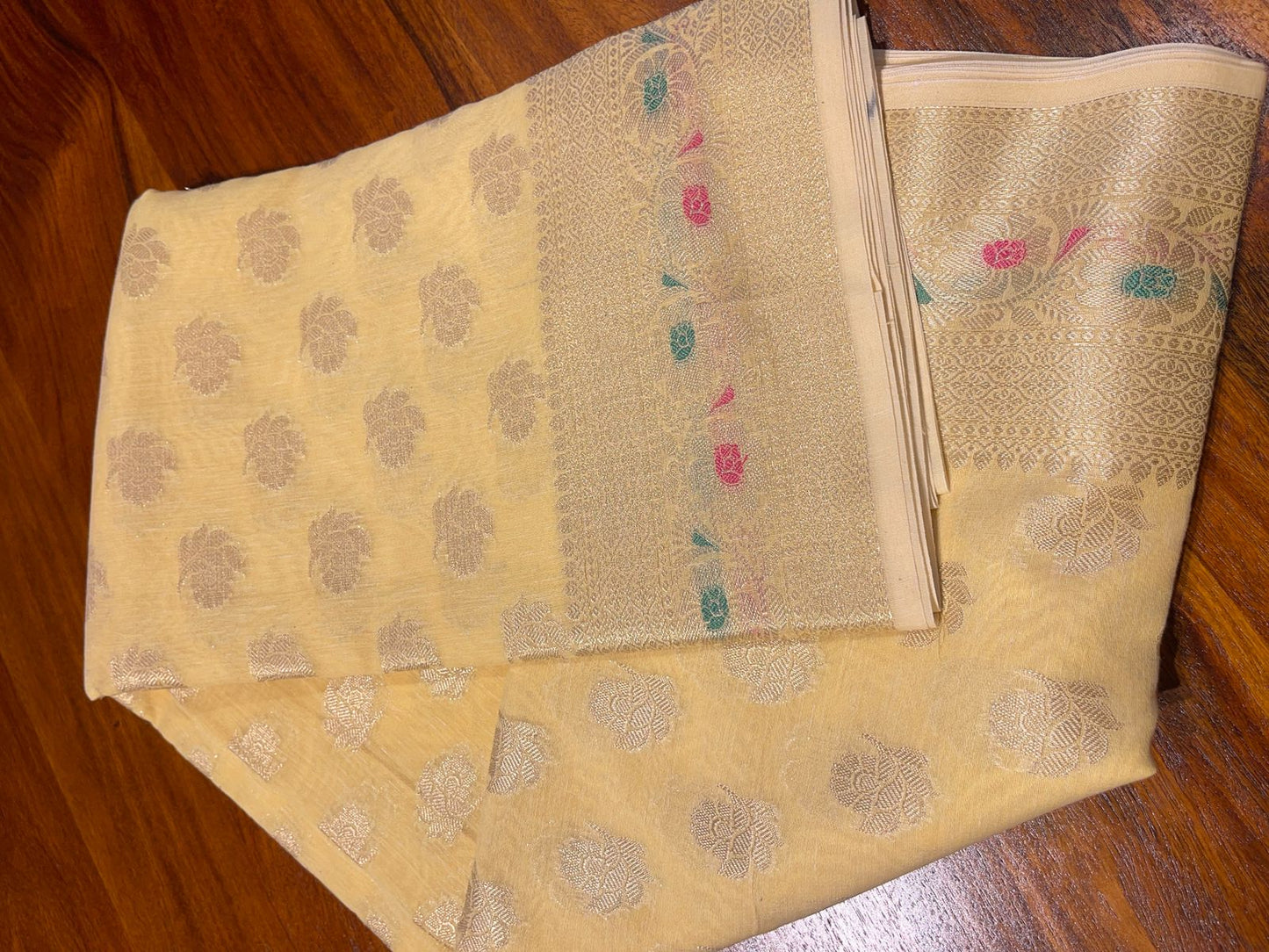 PASTEL YELLOW BANARASI CHANDERI SILK SAREE