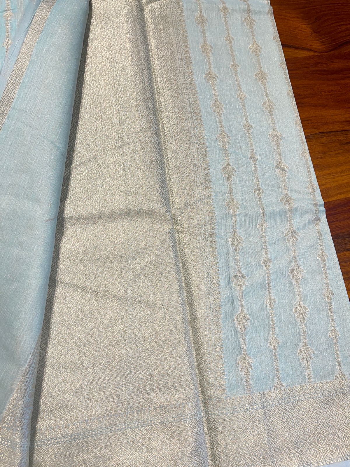 PASTEL BLUE BANARASI CHANDERI SILK SAREE