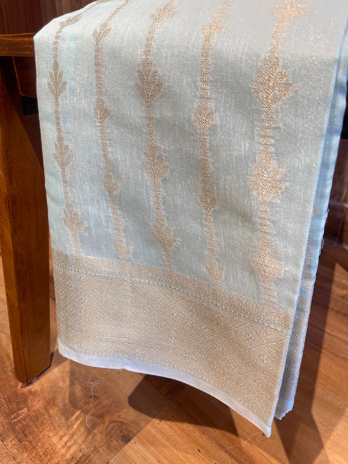 PASTEL BLUE BANARASI CHANDERI SILK SAREE