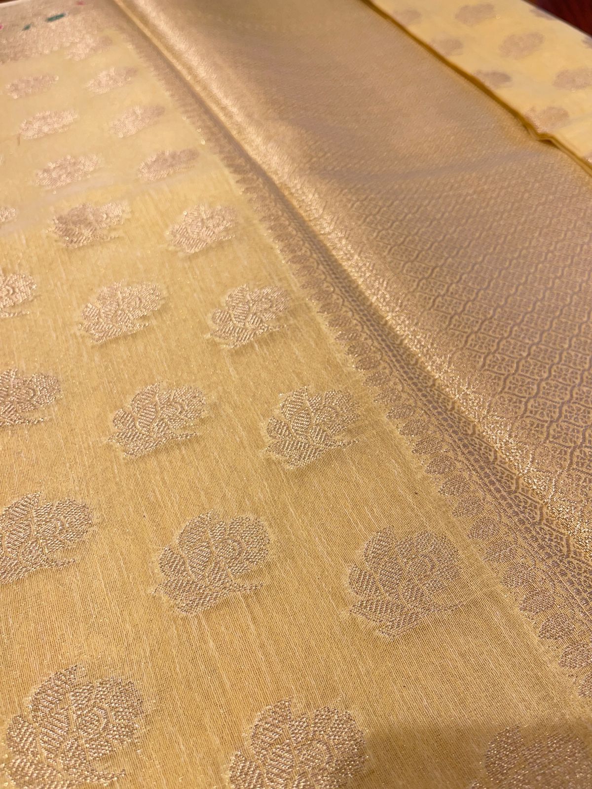 PASTEL YELLOW BANARASI CHANDERI SILK SAREE