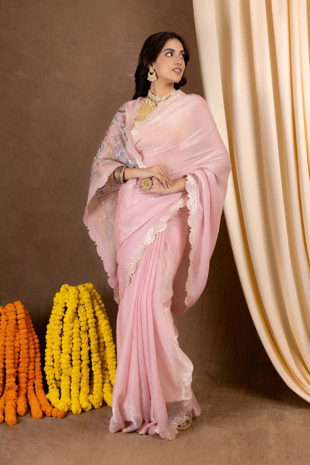 Kanika Glass Tissue — Fancy Glass Tissue Embroidery Saree