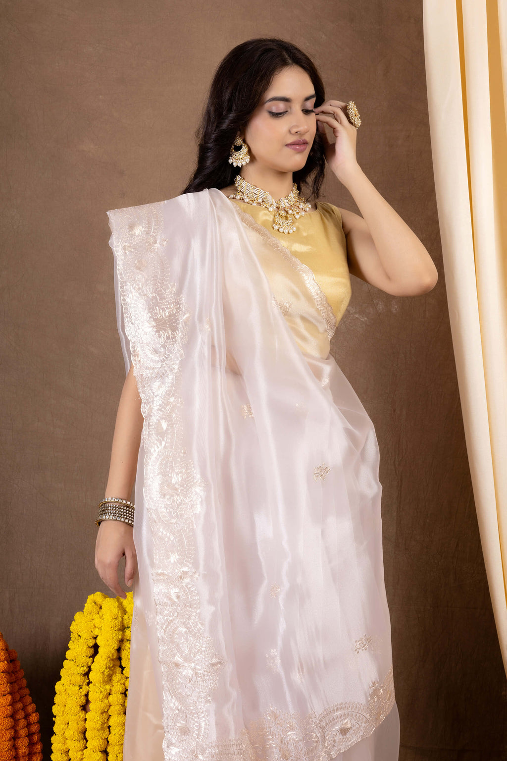 Rooprekha Tissue — Fancy Tissue Saree Embroidered