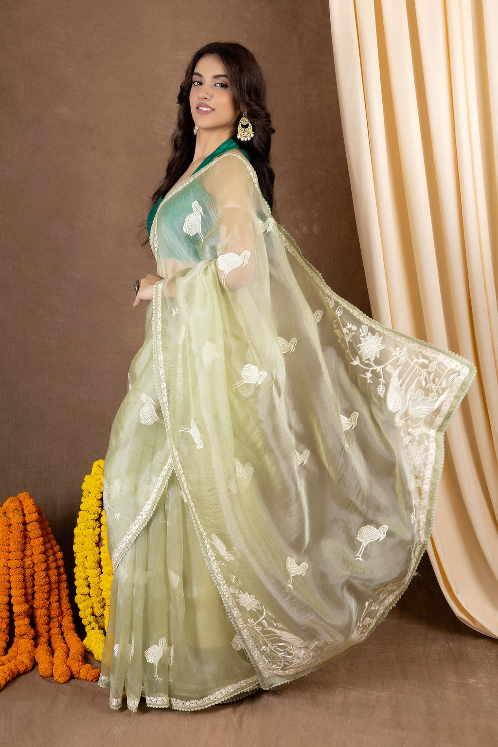 Poorva — Silk Tissue Embroidery Saree