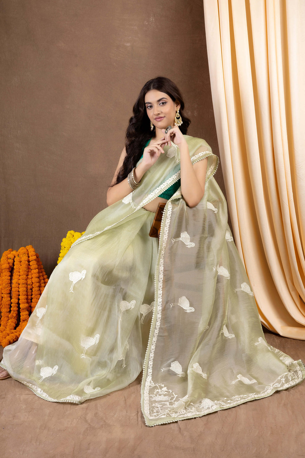 Poorva — Silk Tissue Embroidery Saree