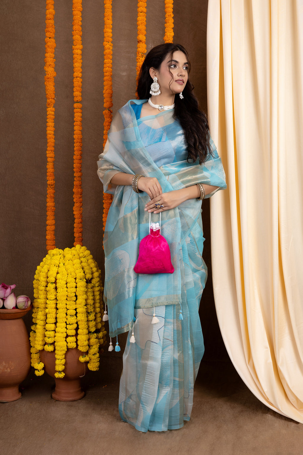 Tissue Vasundhara — Silk Organza Tissue Printed Saree