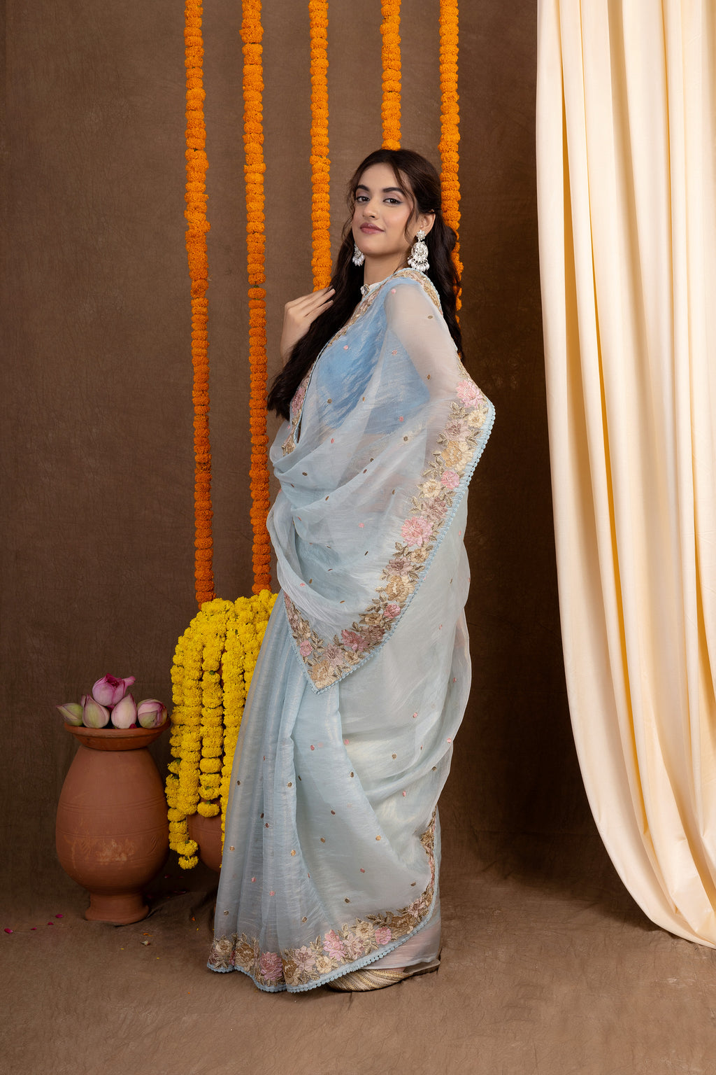 Tissue Kalpana — Fancy Tissue Embroidery Saree