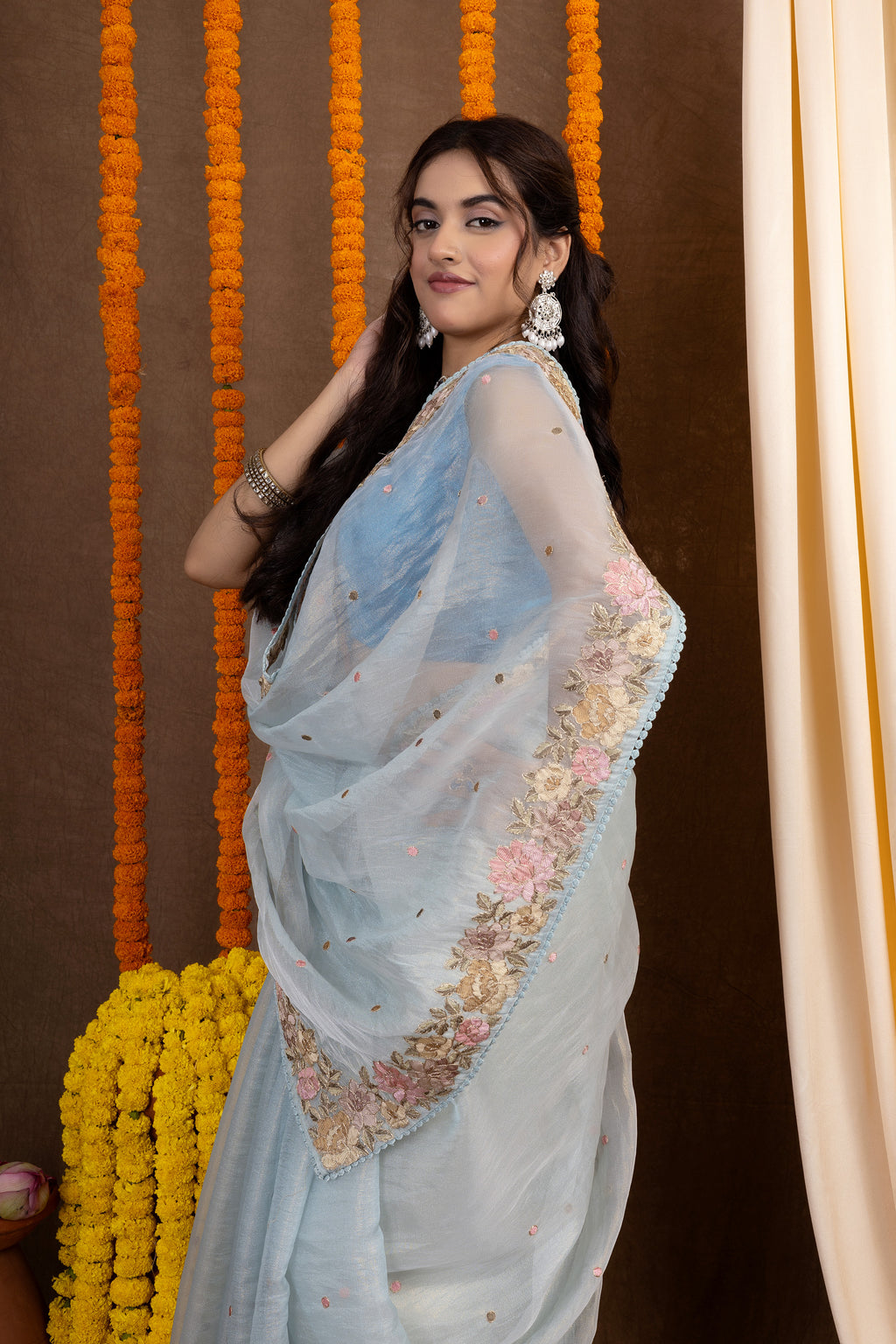 Tissue Kalpana — Fancy Tissue Embroidery Saree