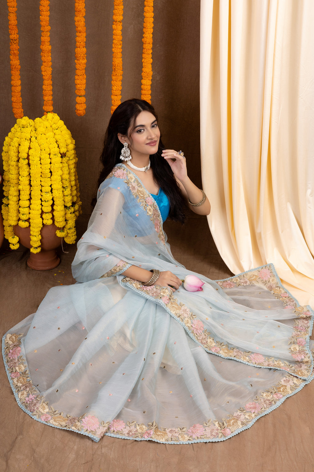 Tissue Kalpana — Fancy Tissue Embroidery Saree