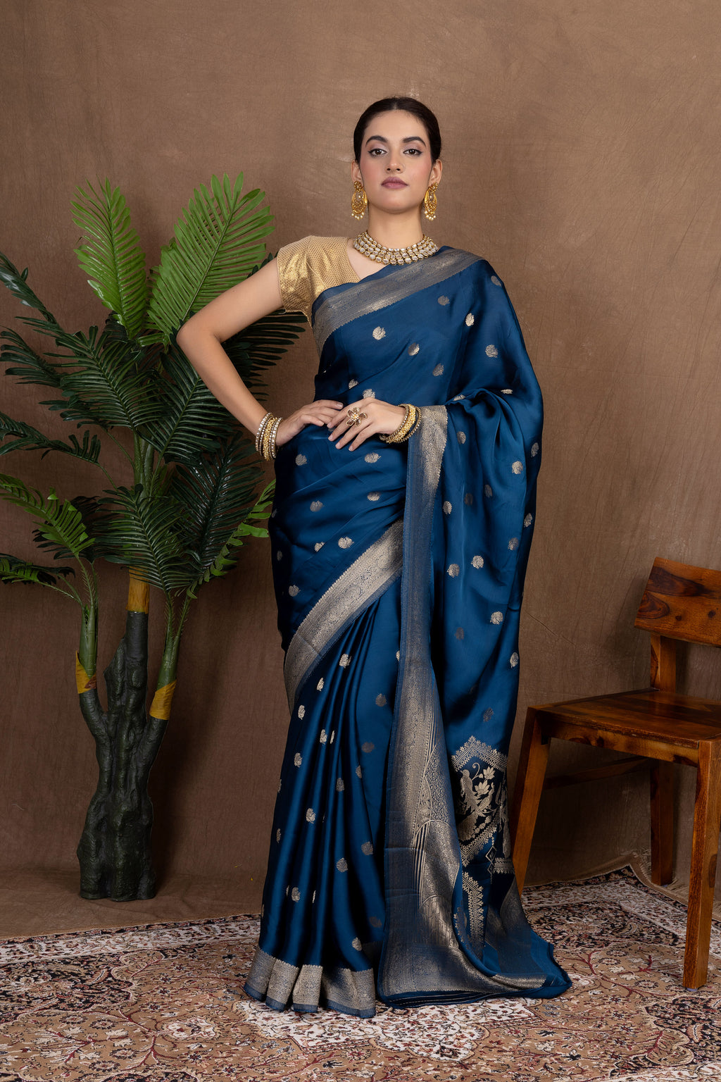 Pakshi Crepe — Fancy Crepe Bird Motif Saree