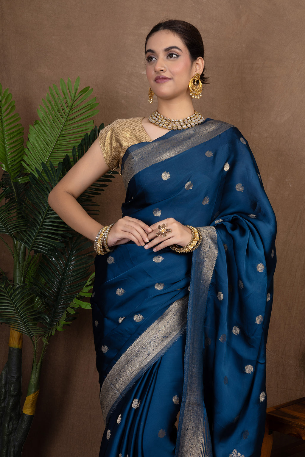 Pakshi Crepe — Fancy Crepe Bird Motif Saree