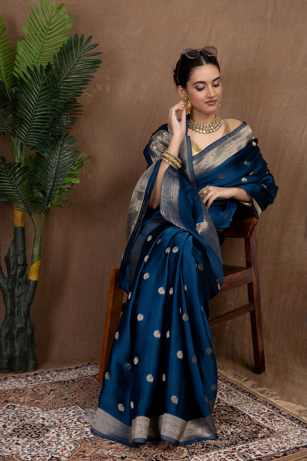 Pakshi Crepe — Fancy Crepe Bird Motif Saree