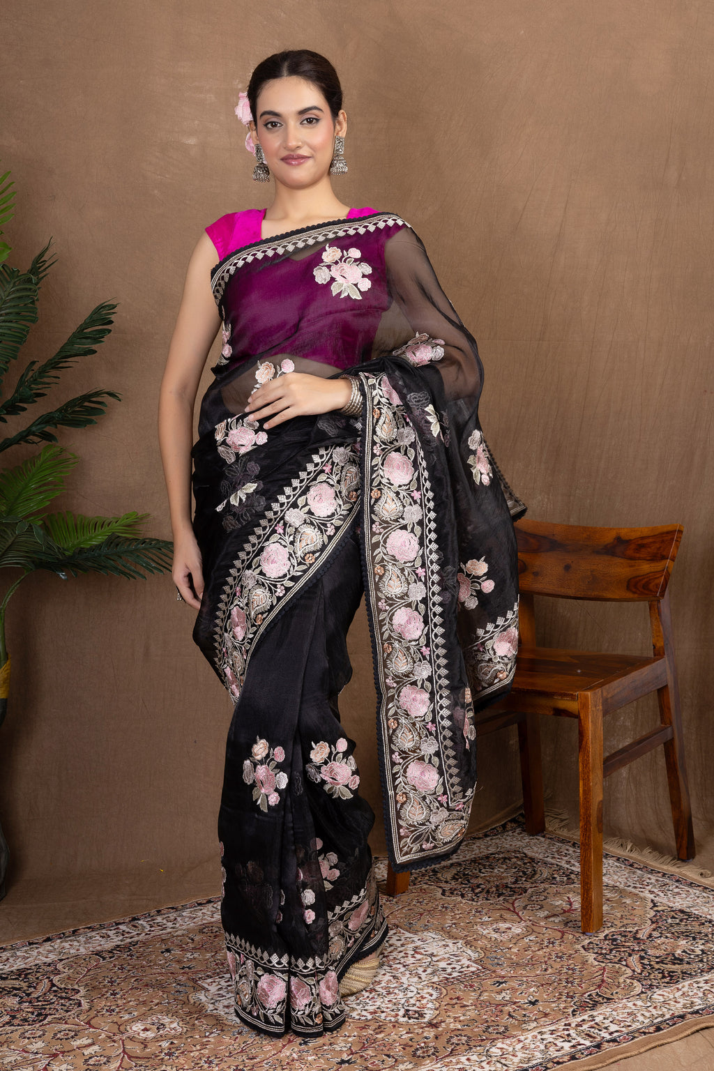 Glass Motif Roop — Fancy Glass Tissue Motif Saree