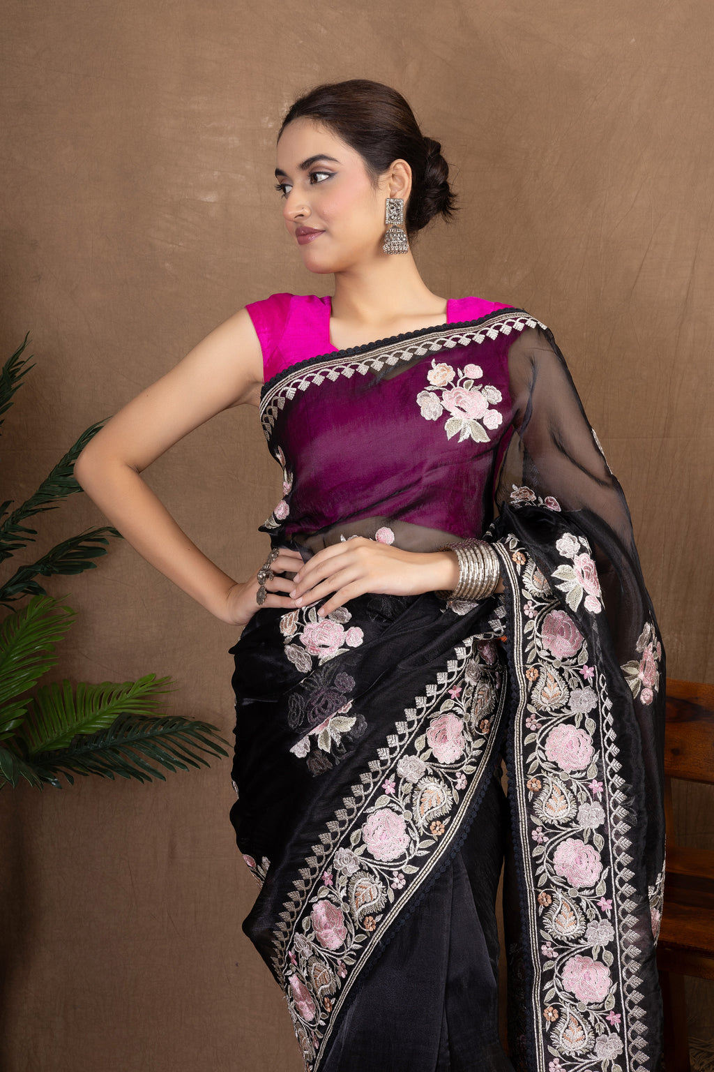 Glass Motif Roop — Fancy Glass Tissue Motif Saree