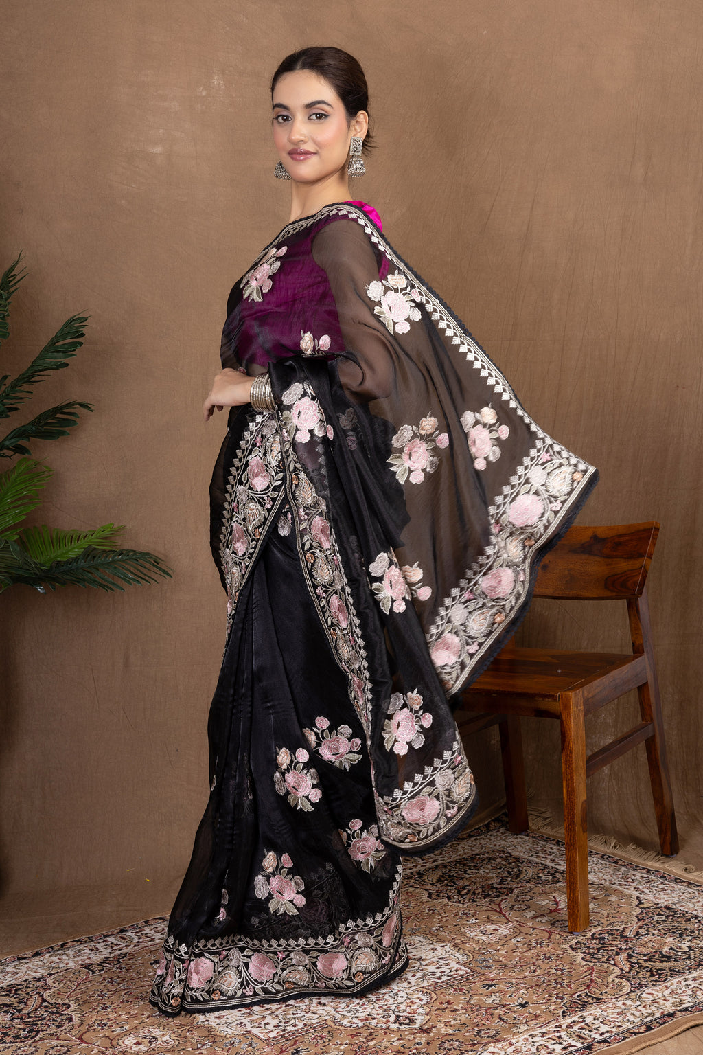 Glass Motif Roop — Fancy Glass Tissue Motif Saree