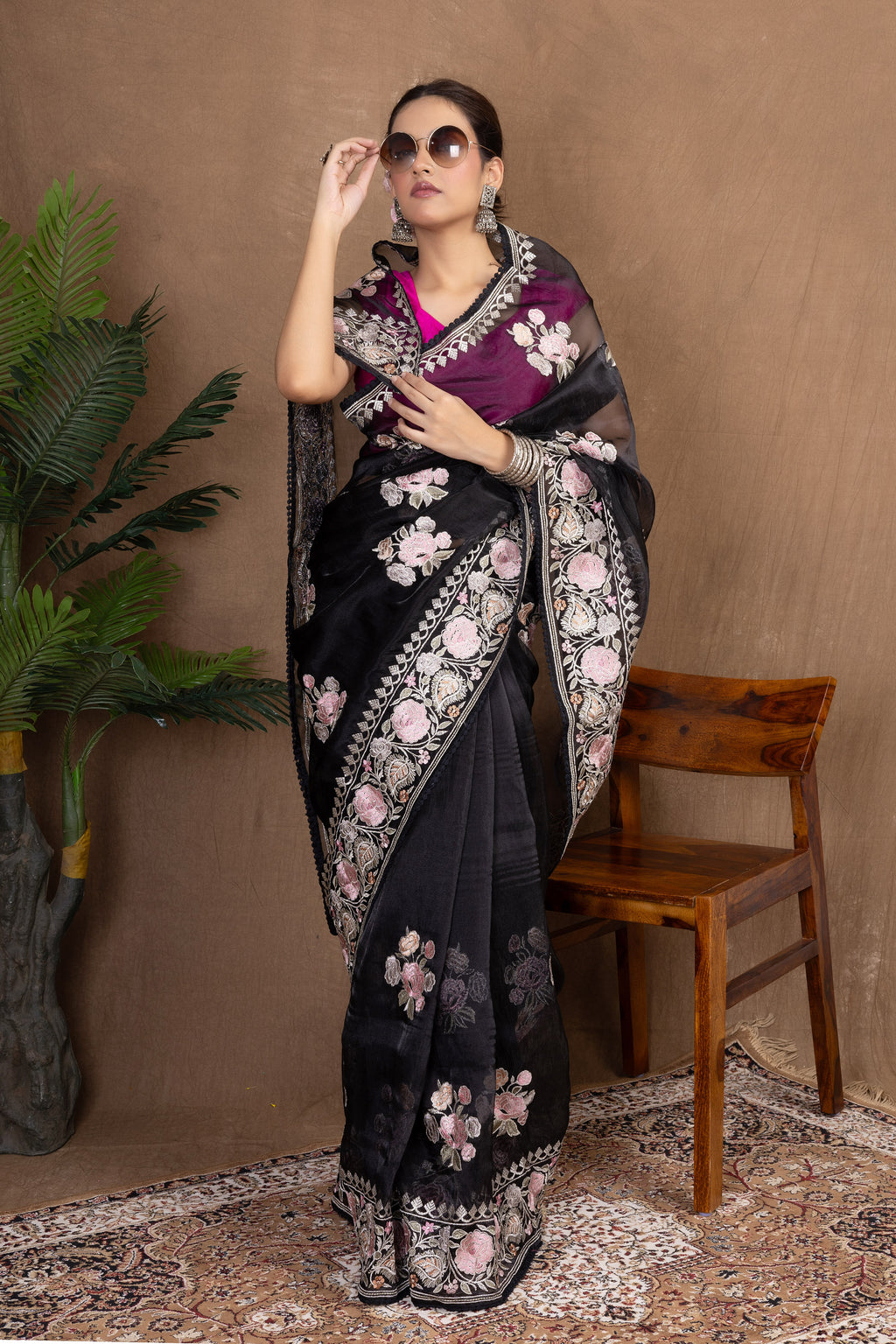 Glass Motif Roop — Fancy Glass Tissue Motif Saree