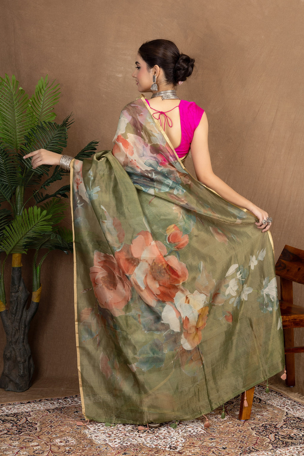 Tissue Sundari — Silk Chiniya Tissue Printed Saree