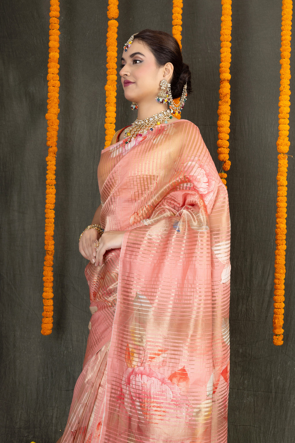 Chiniya Rekha — Fancy Chiniya Stripe Saree