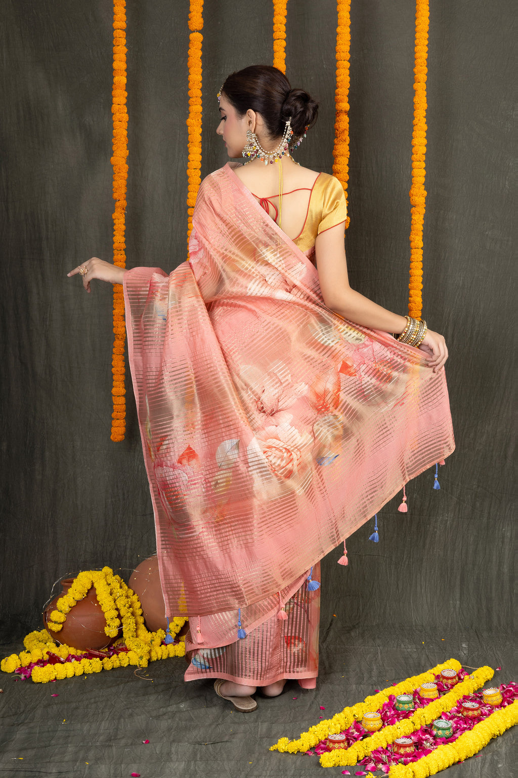 Chiniya Rekha — Fancy Chiniya Stripe Saree