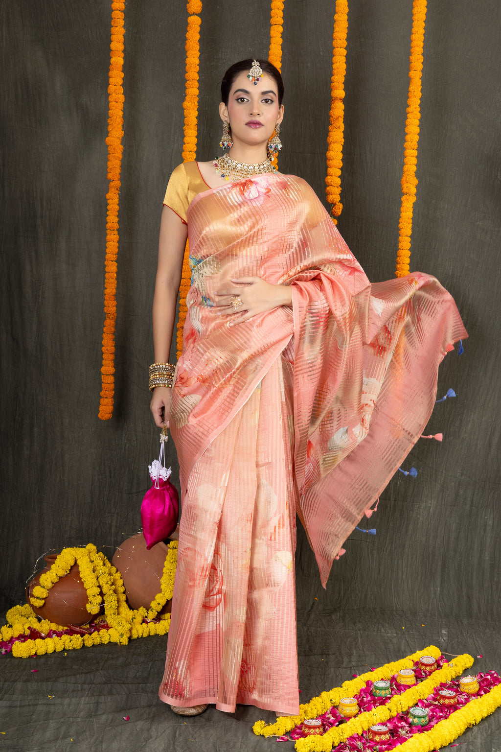 Chiniya Rekha — Fancy Chiniya Stripe Saree