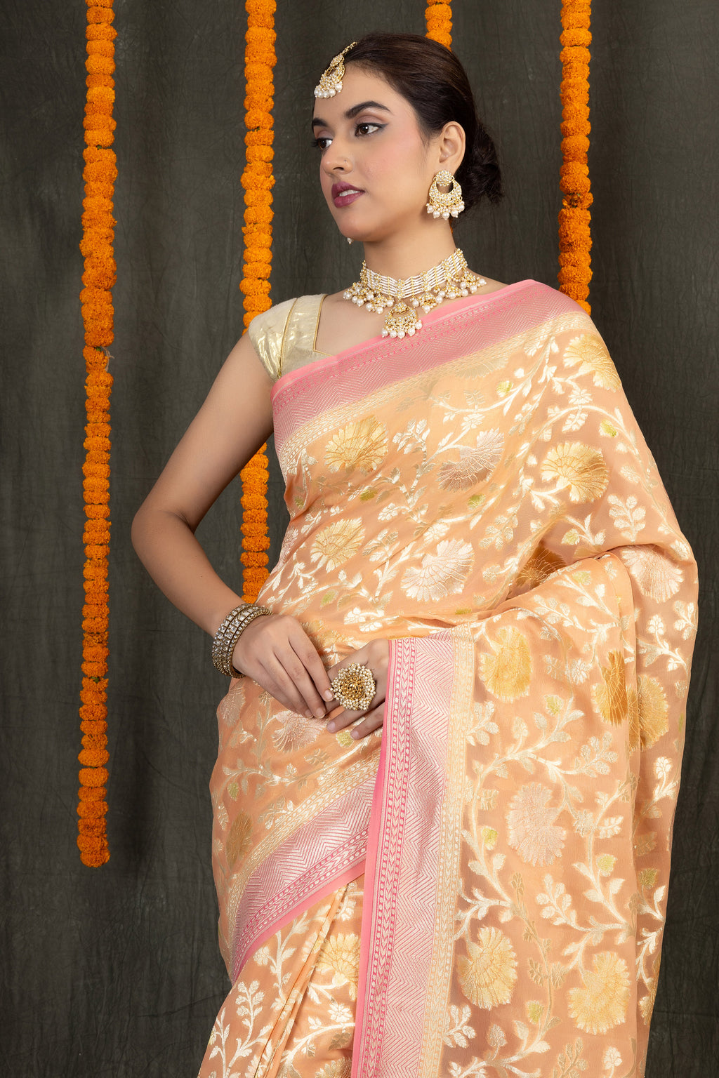 Chandi Khaddi — Silk Georgette Khaddi Silver Saree