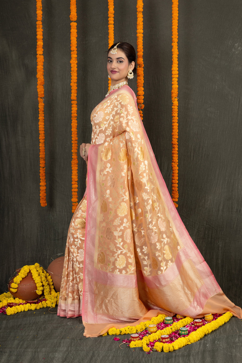 Chandi Khaddi — Silk Georgette Khaddi Silver Saree