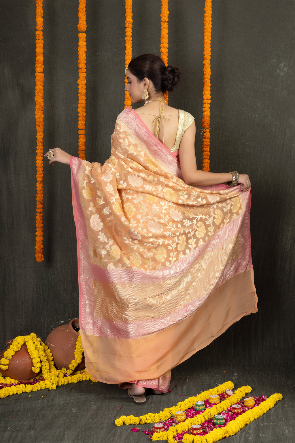 Chandi Khaddi — Silk Georgette Khaddi Silver Saree