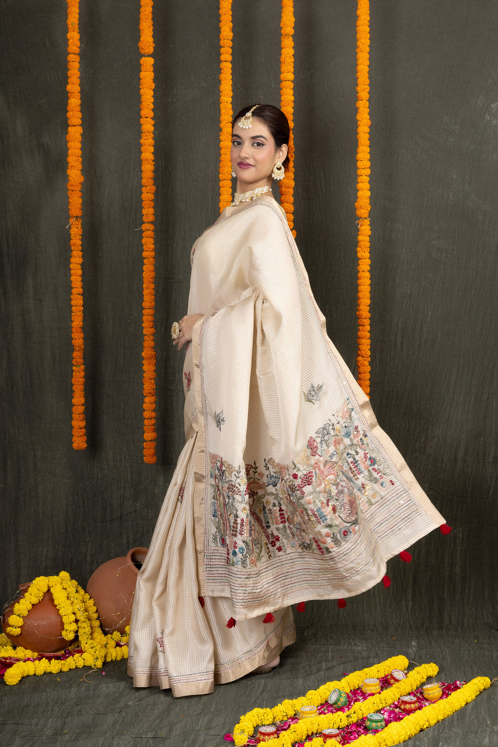 Tusser Katha Roop – Fancy Tusser Saree with Katha Work