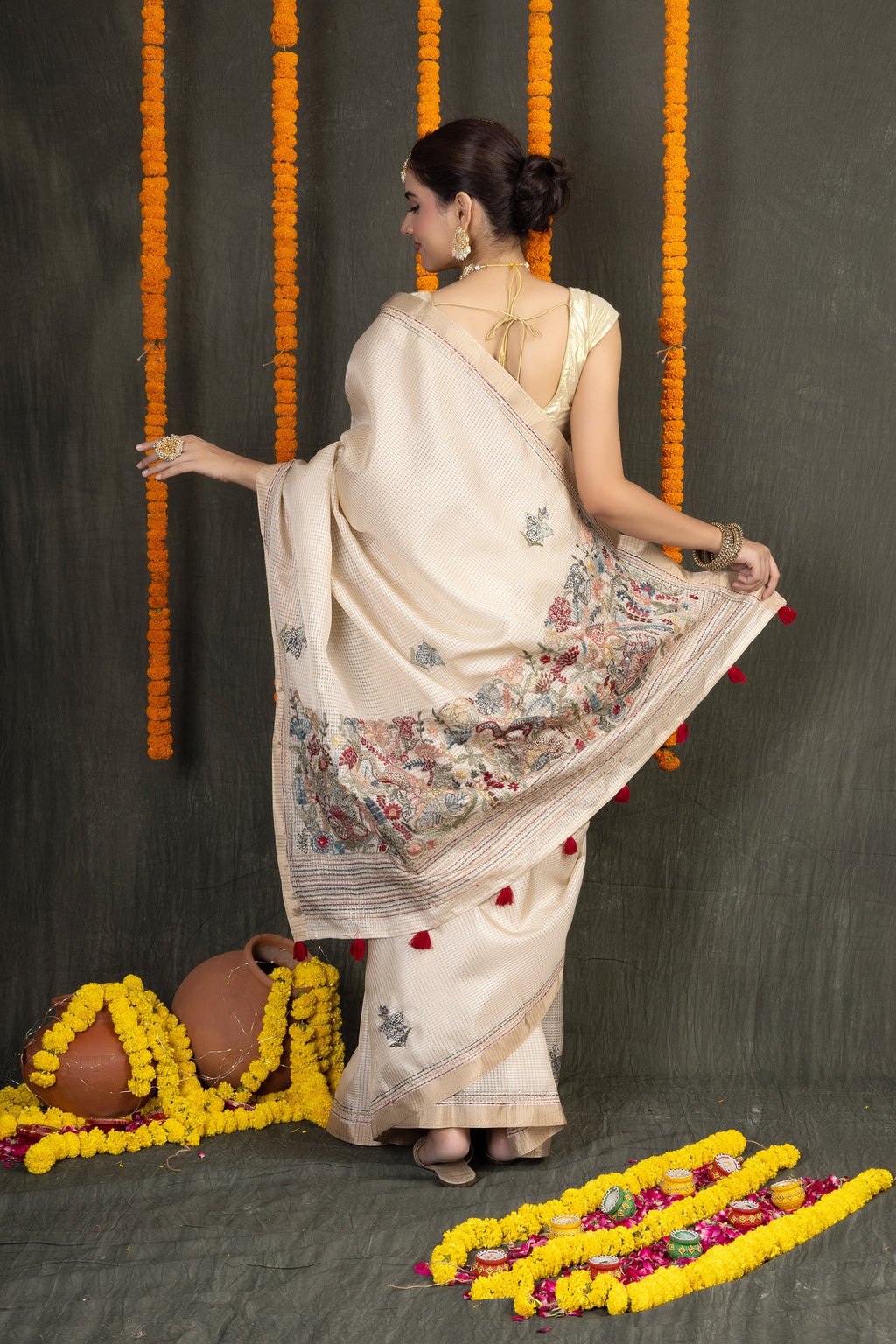 Tusser Katha Roop – Fancy Tusser Saree with Katha Work