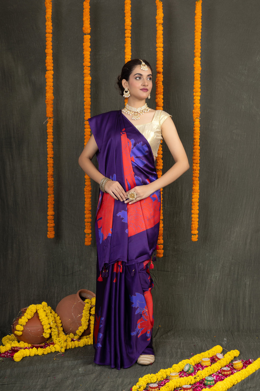Satin Shringar – Silk Satin Printed Saree