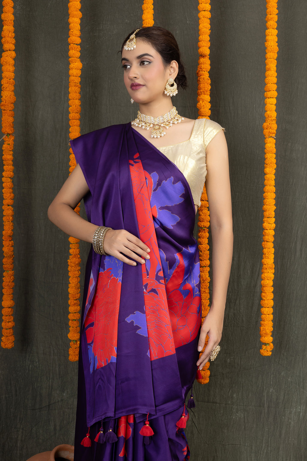 Satin Shringar – Silk Satin Printed Saree