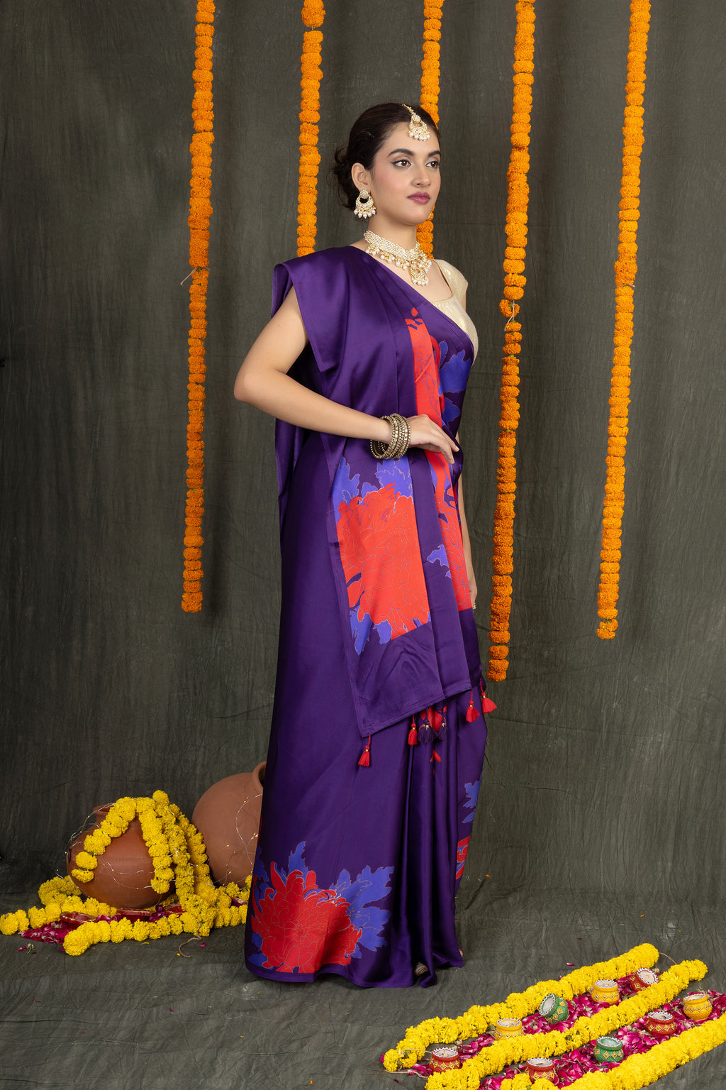 Satin Shringar – Silk Satin Printed Saree