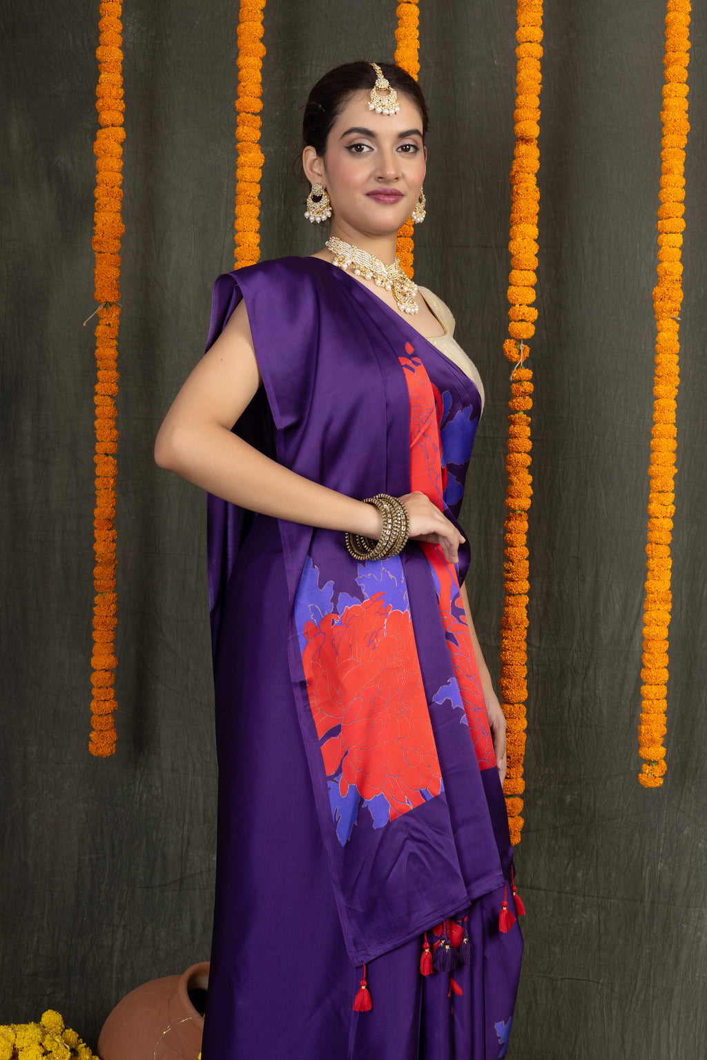 Satin Shringar – Silk Satin Printed Saree
