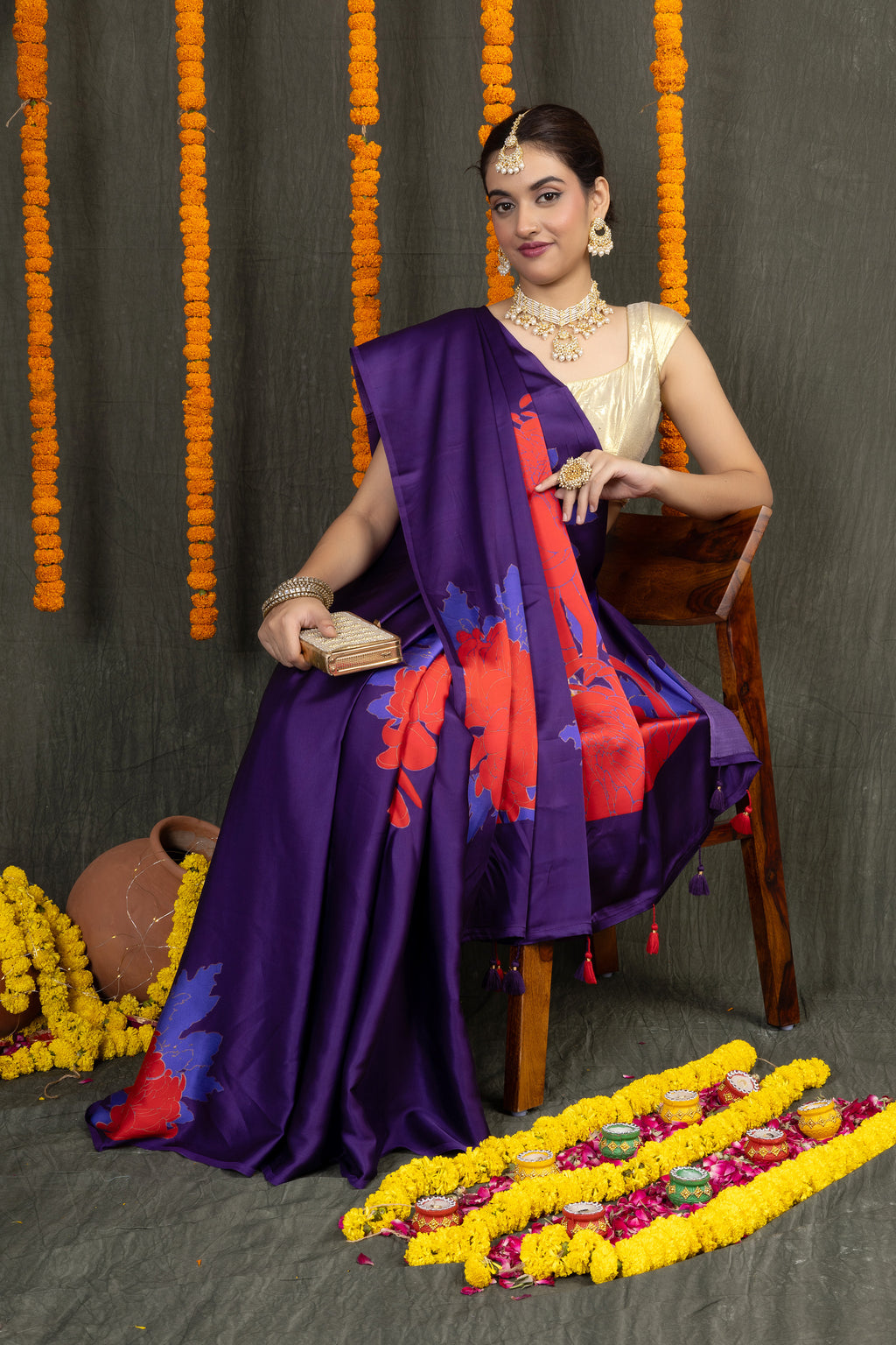 Satin Shringar – Silk Satin Printed Saree