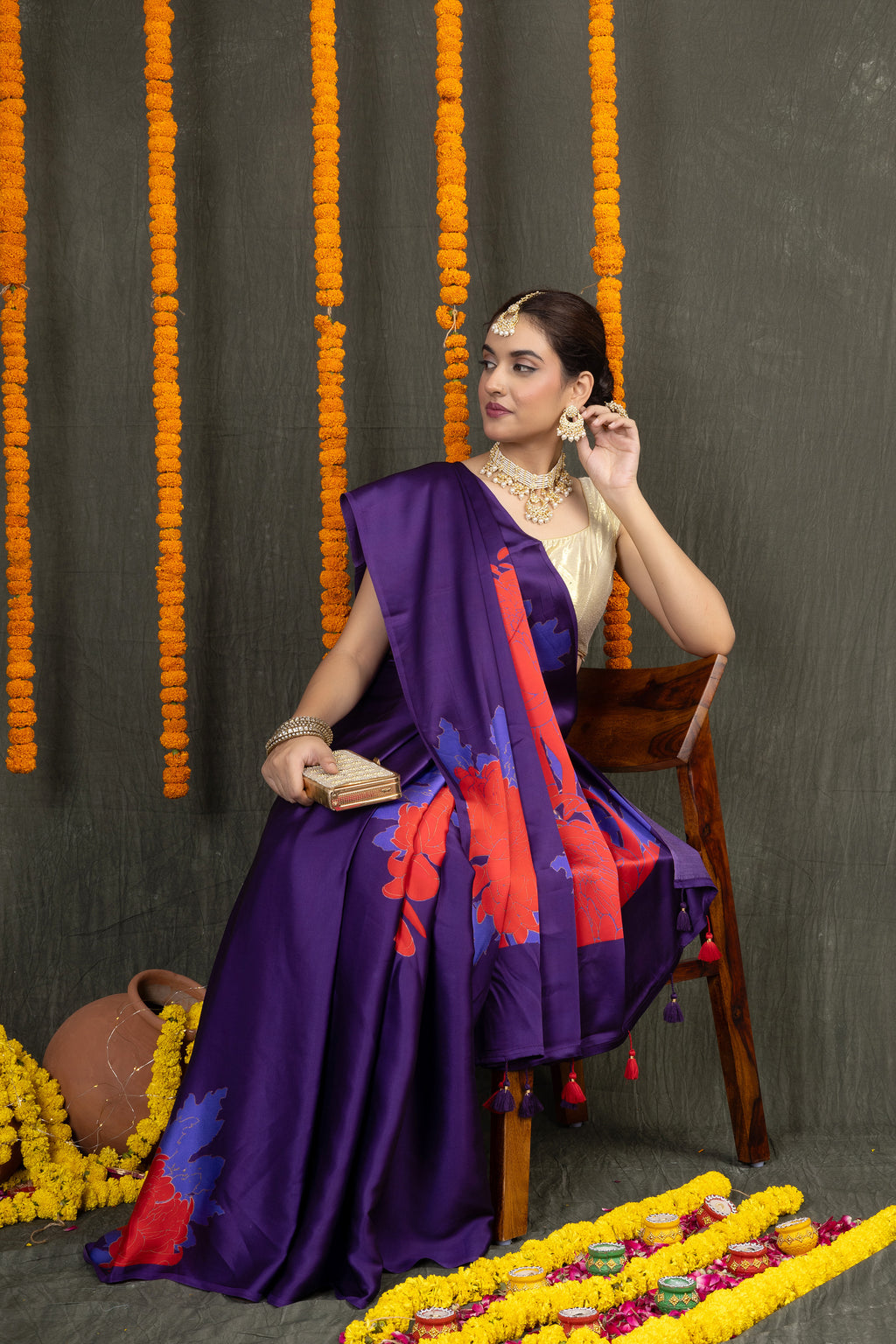 Satin Shringar – Silk Satin Printed Saree