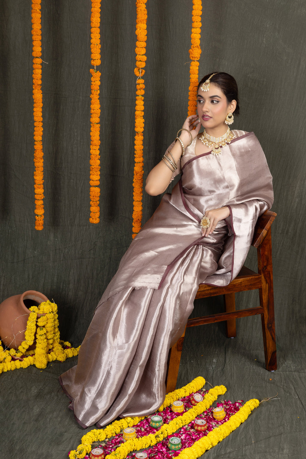 Ambose Kanak – Silk Tissue Gold Ambose Saree