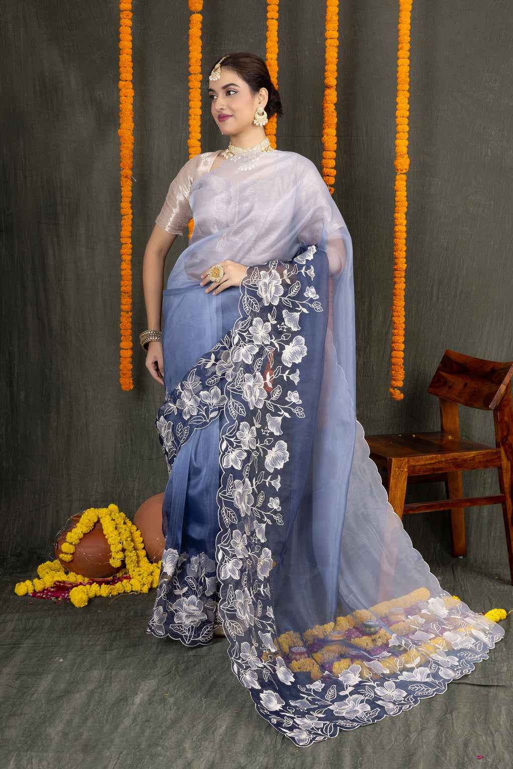 Kalpana Tissue – Fancy Tissue Embroidery Saree