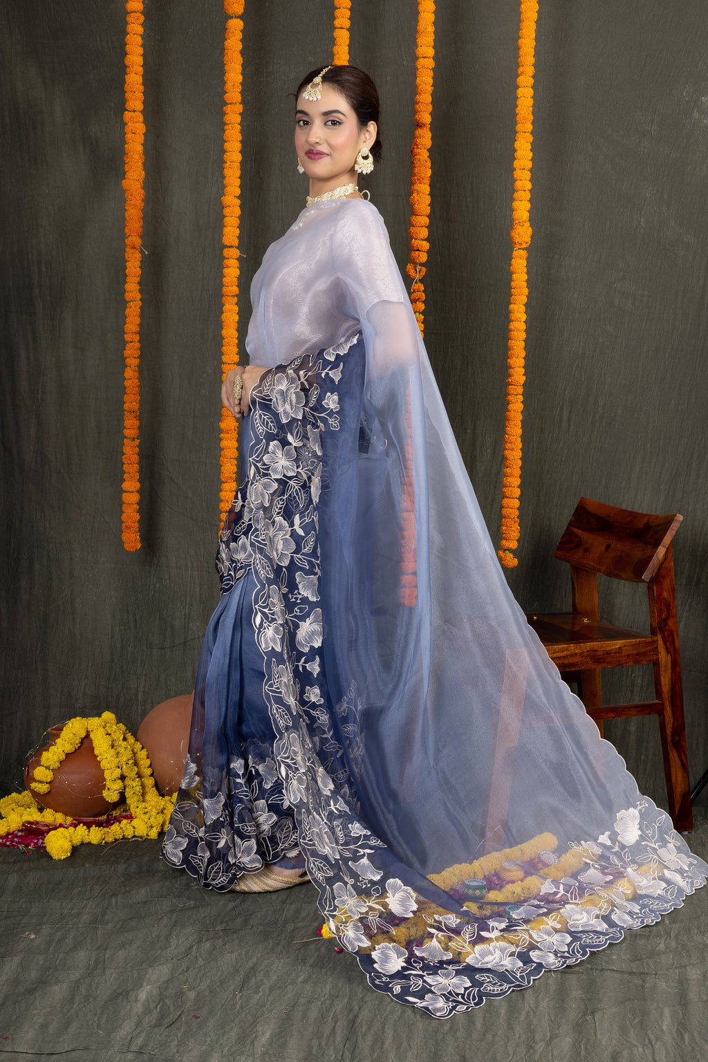 Kalpana Tissue – Fancy Tissue Embroidery Saree