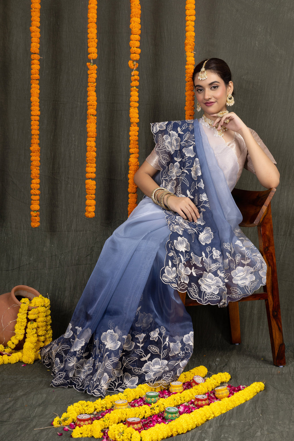 Kalpana Tissue – Fancy Tissue Embroidery Saree