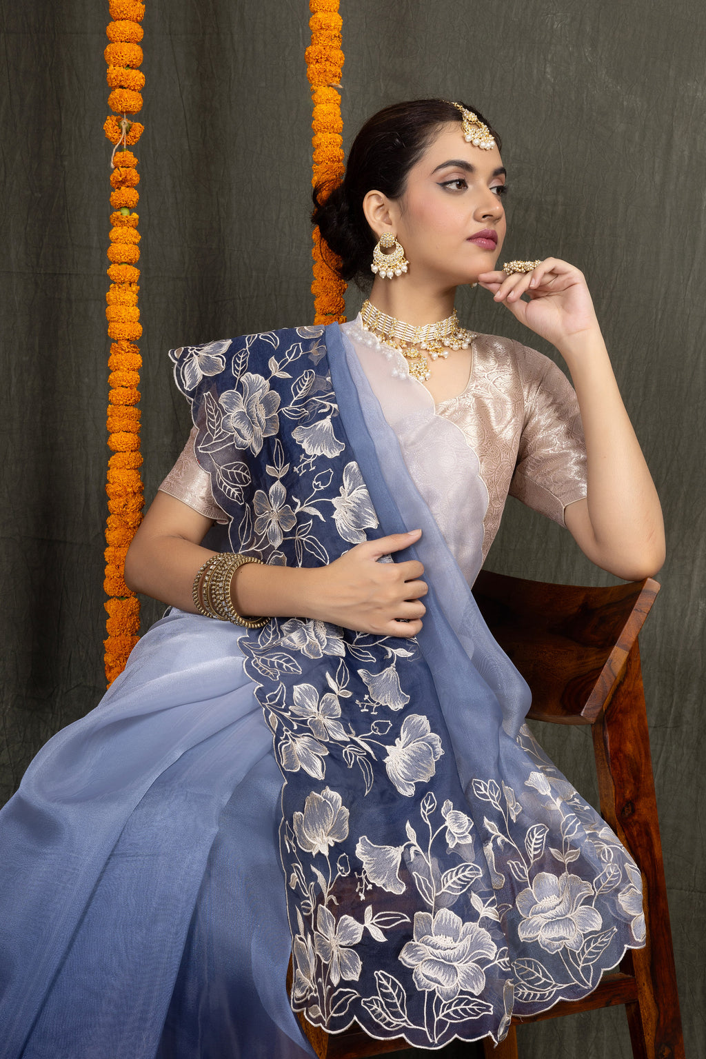 Kalpana Tissue – Fancy Tissue Embroidery Saree