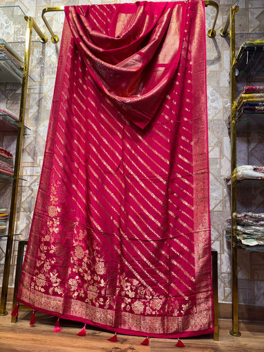 RED PURE CRAPE SILK BANARASI SAREE